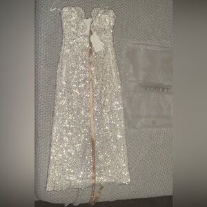 Meshki Silver Sequin Maxi Dress